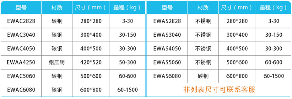 高精度計重臺秤-EWA產(chǎn)品參數(shù)